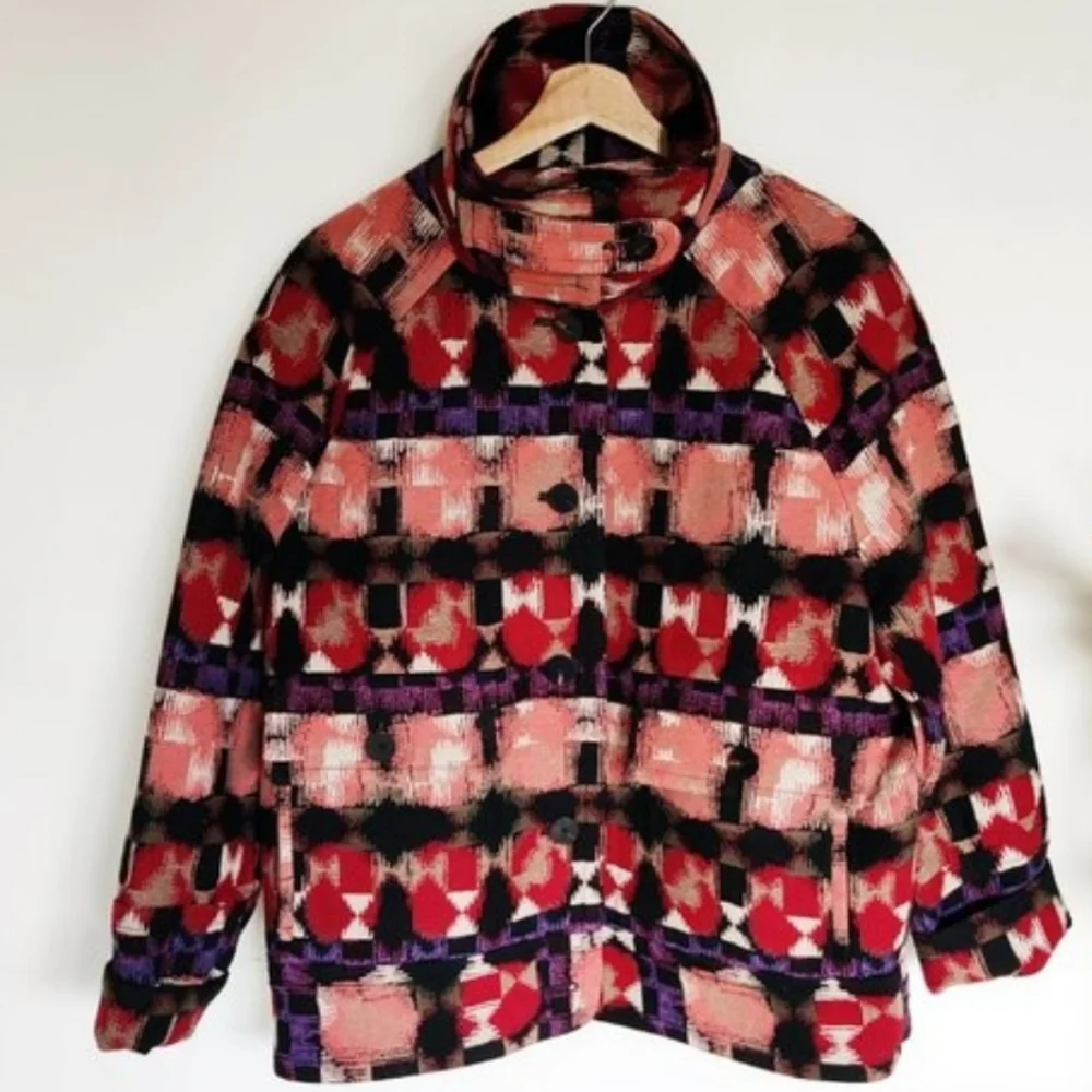SÉZANE Leo Aztec Rose Pink Purple Jacquard Oversized Jacket New Without Tag RARE